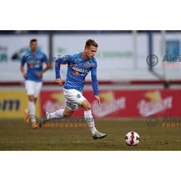 in action during Prva Liga Telemach 2021-2022 football match between Kalcer Radomlje and Bravo in Domzale, Slovenia on March 18, 2022