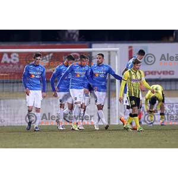 in action during Prva Liga Telemach 2021-2022 football match between Kalcer Radomlje and Bravo in Domzale, Slovenia on March 18, 2022
