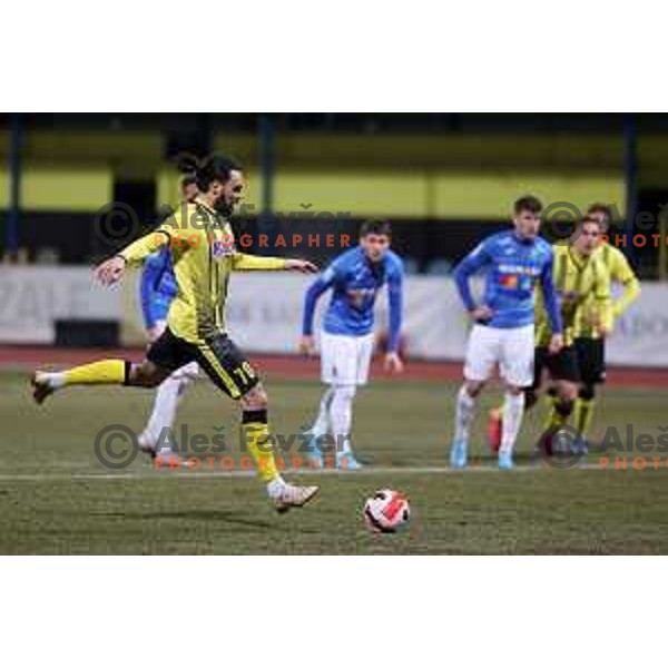 Tomislav Mrkonjic in action during Prva Liga Telemach 2021-2022 football match between Kalcer Radomlje and Bravo in Domzale, Slovenia on March 18, 2022
