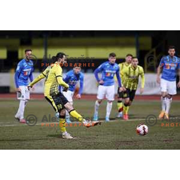 Tomislav Mrkonjic in action during Prva Liga Telemach 2021-2022 football match between Kalcer Radomlje and Bravo in Domzale, Slovenia on March 18, 2022