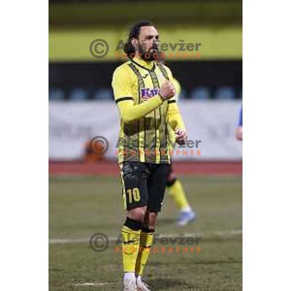 Tomislav Mrkonjic in action during Prva Liga Telemach 2021-2022 football match between Kalcer Radomlje and Bravo in Domzale, Slovenia on March 18, 2022