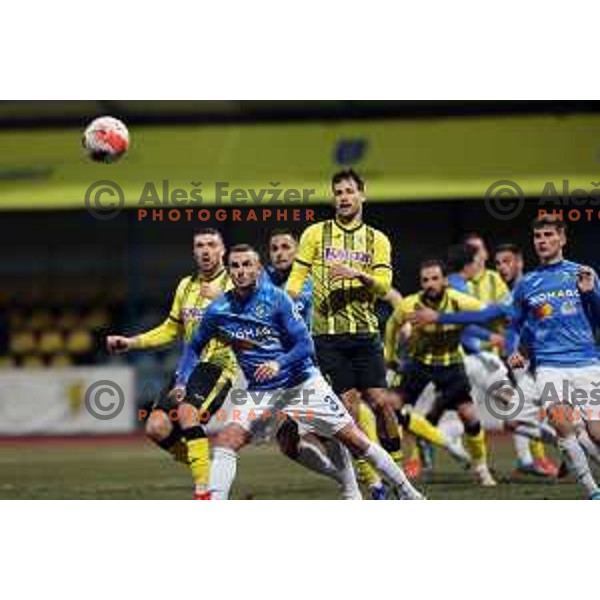 in action during Prva Liga Telemach 2021-2022 football match between Kalcer Radomlje and Bravo in Domzale, Slovenia on March 18, 2022