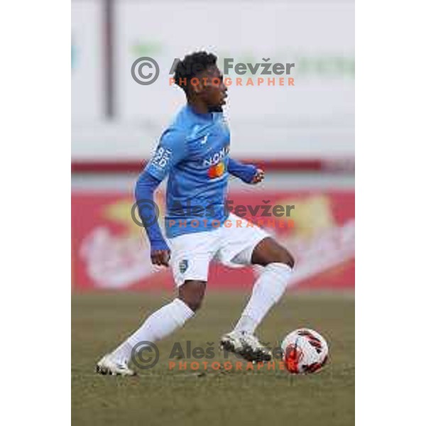 Simon Nsana in action during Prva Liga Telemach 2021-2022 football match between Kalcer Radomlje and Maribor in Domzale, Slovenia on February 21, 2022