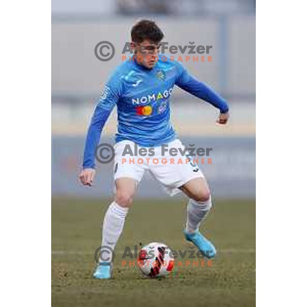 in action during Prva Liga Telemach 2021-2022 football match between Kalcer Radomlje and Bravo in Domzale, Slovenia on March 18, 2022