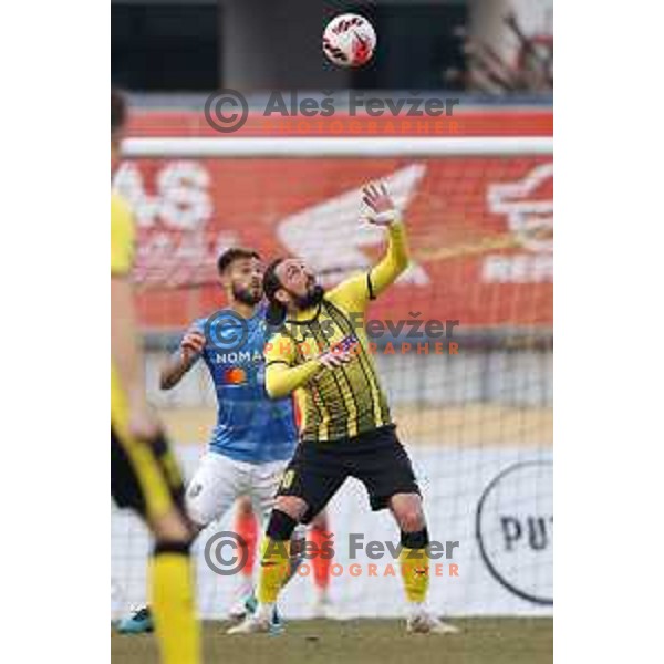Tomislav Mrkonjic in action during Prva Liga Telemach 2021-2022 football match between Kalcer Radomlje and Bravo in Domzale, Slovenia on March 18, 2022 