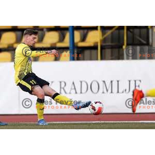 Ivan Saric in action during Prva Liga Telemach 2021-2022 football match between Kalcer Radomlje and Bravo in Domzale, Slovenia on March 18, 2022