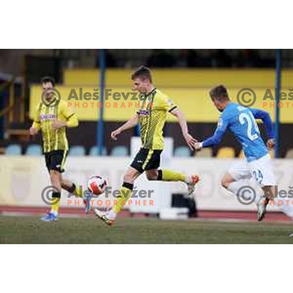 in action during Prva Liga Telemach 2021-2022 football match between Kalcer Radomlje and Bravo in Domzale, Slovenia on March 18, 2022