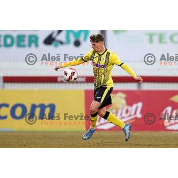in action during Prva Liga Telemach 2021-2022 football match between Kalcer Radomlje and Bravo in Domzale, Slovenia on March 18, 2022