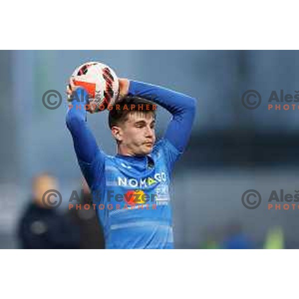 in action during Prva Liga Telemach 2021-2022 football match between Kalcer Radomlje and Bravo in Domzale, Slovenia on March 18, 2022