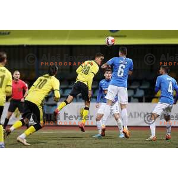 in action during Prva Liga Telemach 2021-2022 football match between Kalcer Radomlje and Bravo in Domzale, Slovenia on March 18, 2022