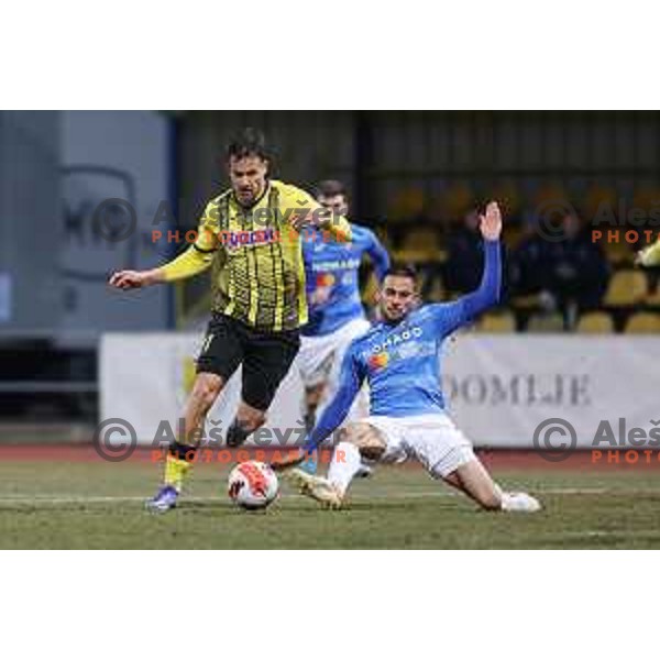 Ivan Calusic in action during Prva Liga Telemach 2021-2022 football match between Kalcer Radomlje and Bravo in Domzale, Slovenia on March 18, 2022