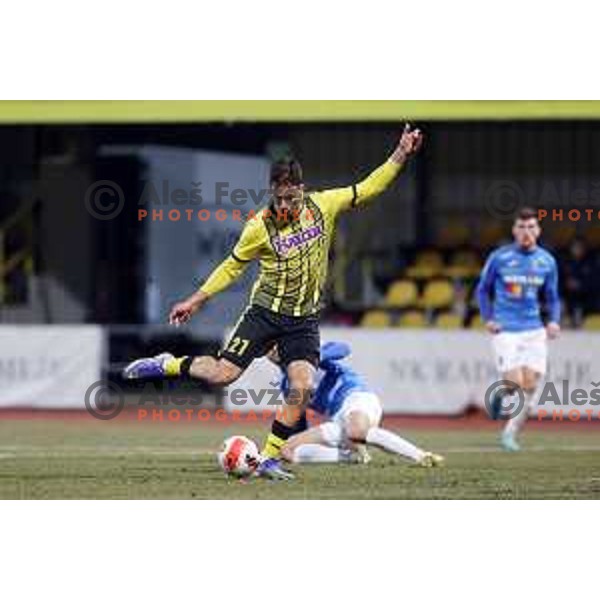 Ivan Calusic in action during Prva Liga Telemach 2021-2022 football match between Kalcer Radomlje and Bravo in Domzale, Slovenia on March 18, 2022