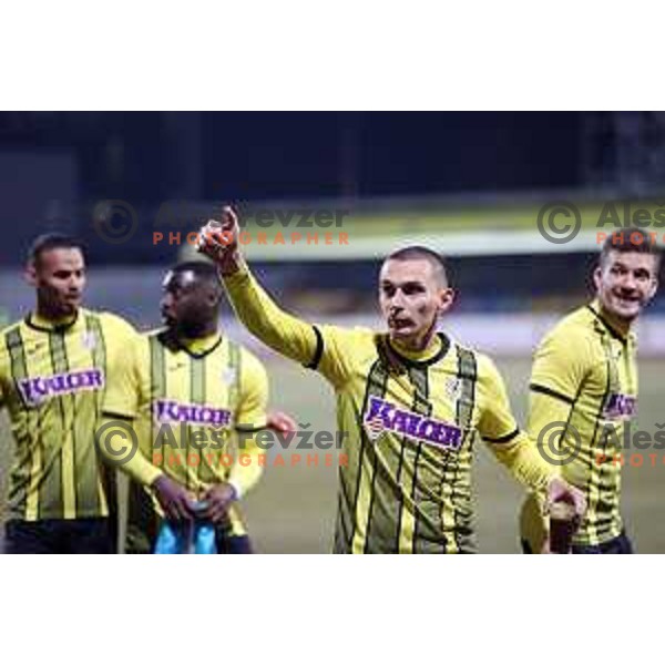 in action during Prva Liga Telemach 2021-2022 football match between Kalcer Radomlje and Bravo in Domzale, Slovenia on March 18, 2022