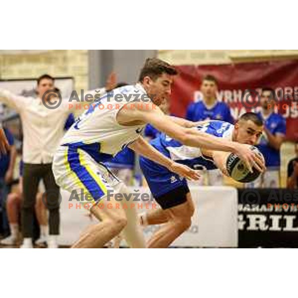 in action during Nova KBM league basketball match between ECE Triglav and Sentjur in Kranj, Slovenia on March 19, 2022