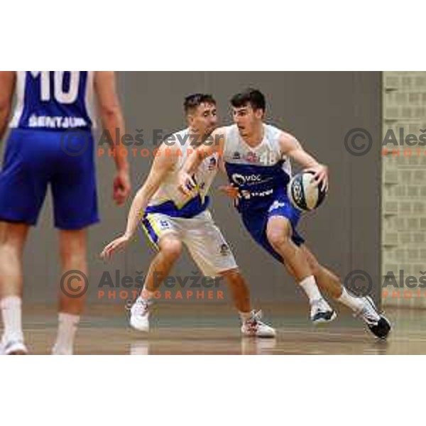 Rok Nemanic in action during Nova KBM league basketball match between ECE Triglav and Sentjur in Kranj, Slovenia on March 19, 2022