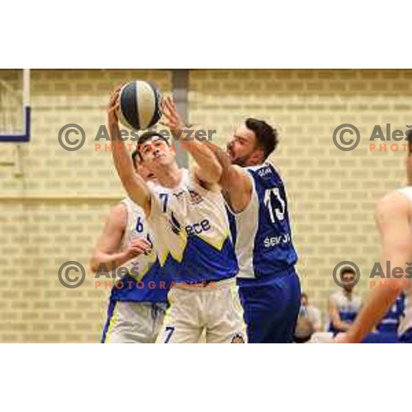 Dalibor Djapa in action during Nova KBM league basketball match between ECE Triglav and Sentjur in Kranj, Slovenia on March 19, 2022