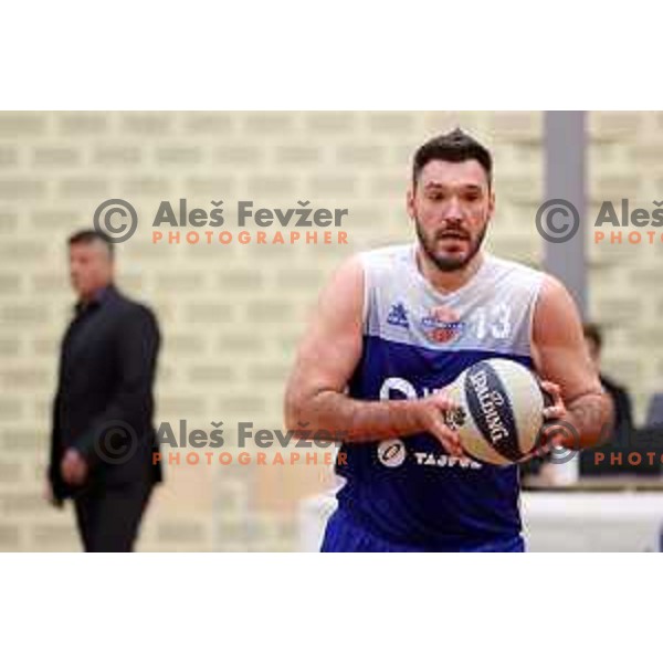 Dalibor Djapa in action during Nova KBM league basketball match between ECE Triglav and Sentjur in Kranj, Slovenia on March 19, 2022