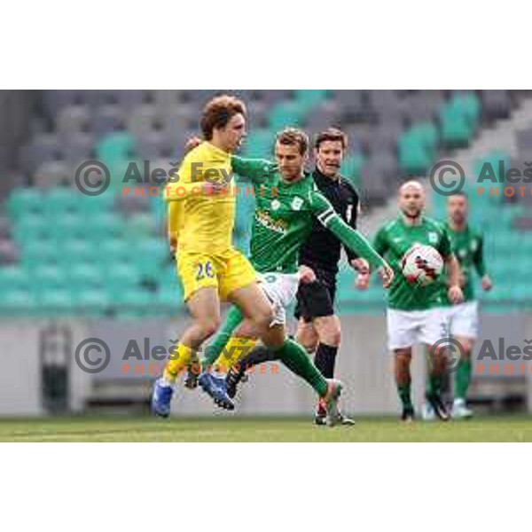 Mustafa Nukic of Olimpija in action during Prva Liga Telemach football match between Olimpija and Domzale in SRC Stozice, Ljubljana, Slovenia on March 20, 2022