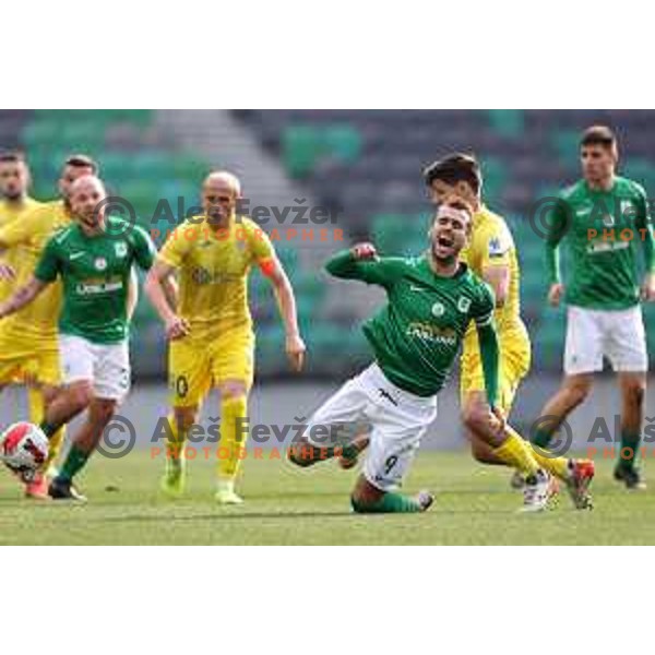 Mustafa Nukic of Olimpija in action during Prva Liga Telemach football match between Olimpija and Domzale in SRC Stozice, Ljubljana, Slovenia on March 20, 2022