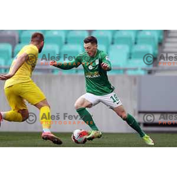 Mario Kvesic of Olimpija in action during Prva Liga Telemach football match between Olimpija and Domzale in SRC Stozice, Ljubljana, Slovenia on March 20, 2022