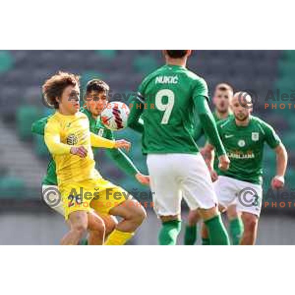 action during Prva Liga Telemach football match between Olimpija and Domzale in SRC Stozice, Ljubljana, Slovenia on March 20, 2022