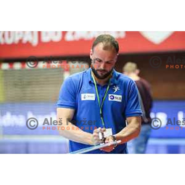 Uros Zorman in action during World championship 2023 qualifications match between Slovenia and Italy in Celje, Slovenia on March 20, 2022