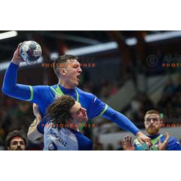 Nik Henigman in action during World championship 2023 qualifications match between Slovenia and Italy in Celje, Slovenia on March 20, 2022