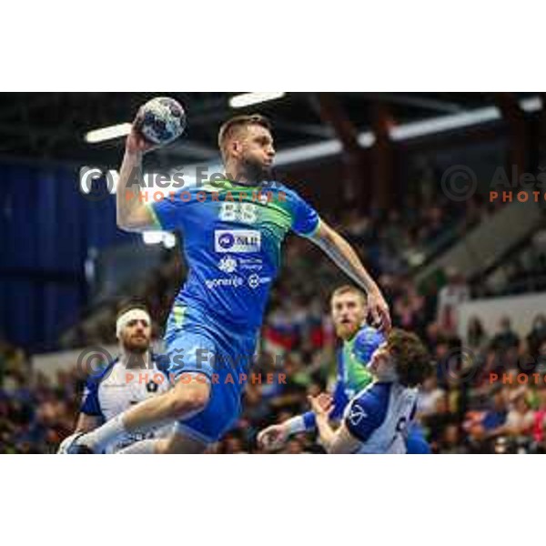 Aleks Vlah in action during World championship 2023 qualifications match between Slovenia and Italy in Celje, Slovenia on March 20, 2022