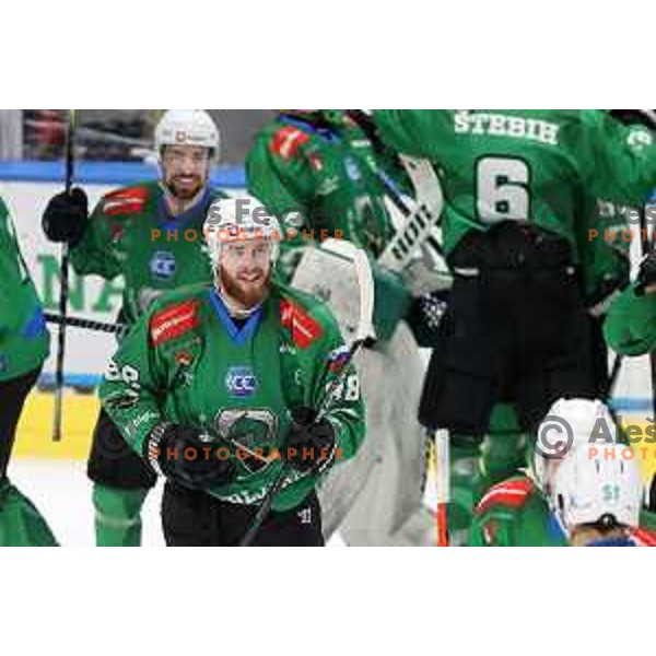 Miha Zajc during sixt game of quarter-final of IceHL between SZ Olimpija and VSV in Ljubljana, Slovenia on March 20, 2022