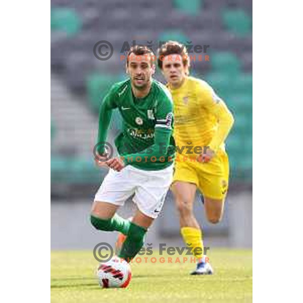 In action during Prva Liga Telemach football match between Olimpija and Domzale in SRC Stozice, Ljubljana, Slovenia on March 20, 2022