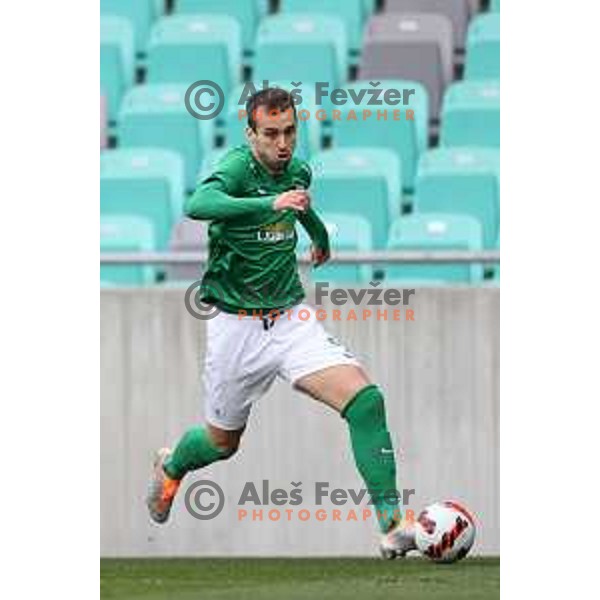 In action during Prva Liga Telemach football match between Olimpija and Domzale in SRC Stozice, Ljubljana, Slovenia on March 20, 2022