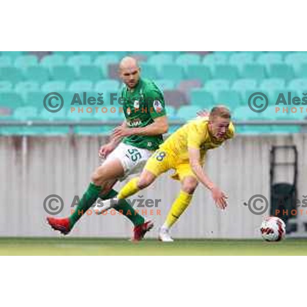 In action during Prva Liga Telemach football match between Olimpija and Domzale in SRC Stozice, Ljubljana, Slovenia on March 20, 2022