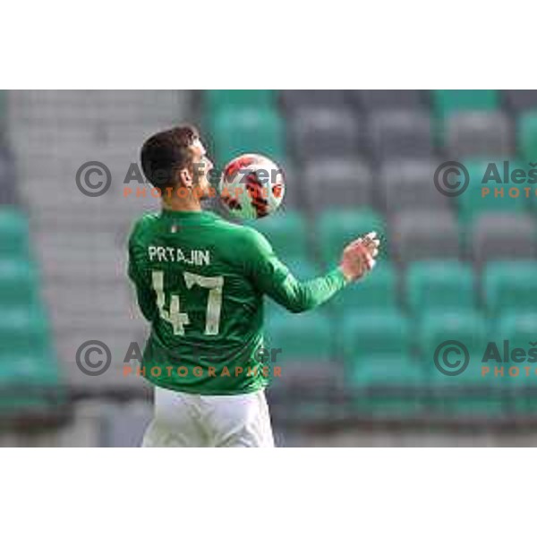 In action during Prva Liga Telemach football match between Olimpija and Domzale in SRC Stozice, Ljubljana, Slovenia on March 20, 2022