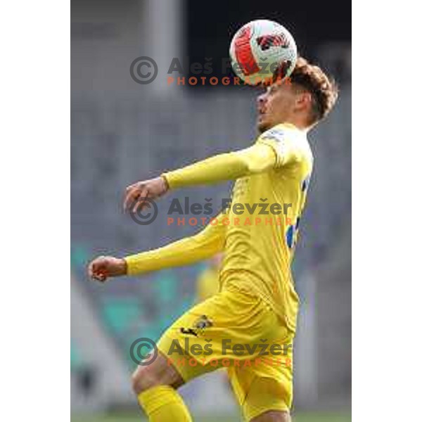 In action during Prva Liga Telemach football match between Olimpija and Domzale in SRC Stozice, Ljubljana, Slovenia on March 20, 2022