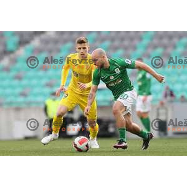 In action during Prva Liga Telemach football match between Olimpija and Domzale in SRC Stozice, Ljubljana, Slovenia on March 20, 2022