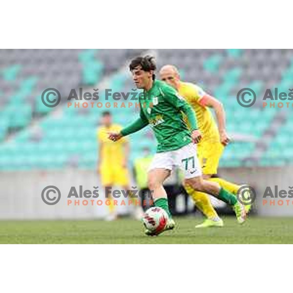 In action during Prva Liga Telemach football match between Olimpija and Domzale in SRC Stozice, Ljubljana, Slovenia on March 20, 2022