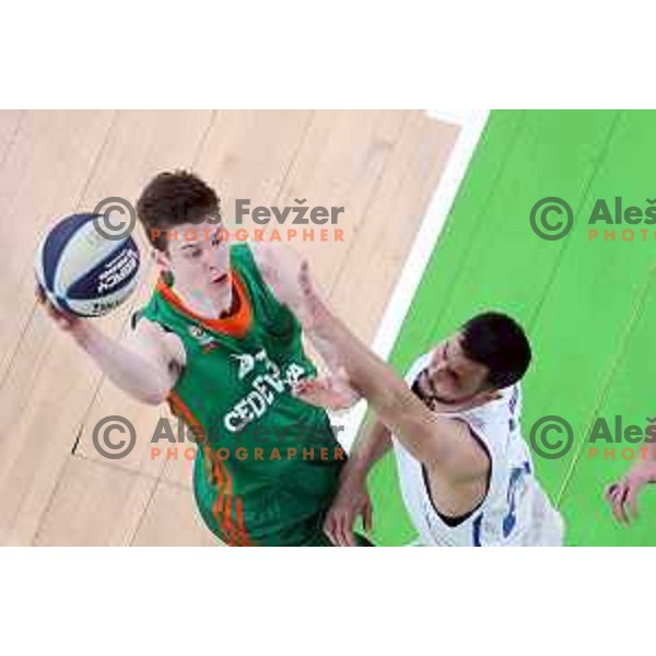 Luka Scuka in action during Nova KBM league basketball match between Cedevita Olimpija and Terme Olimia Podcetrtek in Stozice, Arena, Ljubljana, Slovenia on March 21, 2022