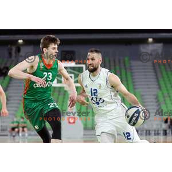 Sandi Cebular in action during Nova KBM league basketball match between Cedevita Olimpija and Terme Olimia Podcetrtek in Stozice, Arena, Ljubljana, Slovenia on March 21, 2022