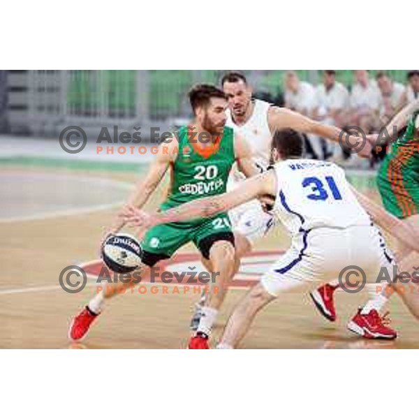 Alen Hodzic in action during Nova KBM league basketball match between Cedevita Olimpija and Terme Olimia Podcetrtek in Stozice, Arena, Ljubljana, Slovenia on March 21, 2022