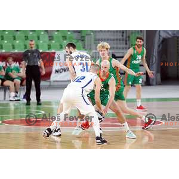 in action during Nova KBM league basketball match between Cedevita Olimpija and Terme Olimia Podcetrtek in Stozice, Arena, Ljubljana, Slovenia on March 21, 2022