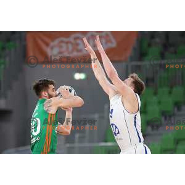 Alen Hodzic in action during Nova KBM league basketball match between Cedevita Olimpija and Terme Olimia Podcetrtek in Stozice, Arena, Ljubljana, Slovenia on March 21, 2022