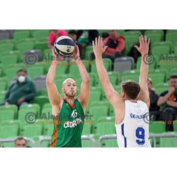 Mirko Mulalic in action during Nova KBM league basketball match between Cedevita Olimpija and Terme Olimia Podcetrtek in Stozice, Arena, Ljubljana, Slovenia on March 21, 2022