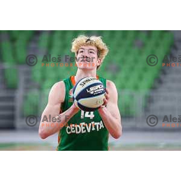 in action during Nova KBM league basketball match between Cedevita Olimpija and Terme Olimia Podcetrtek in Stozice, Arena, Ljubljana, Slovenia on March 21, 2022