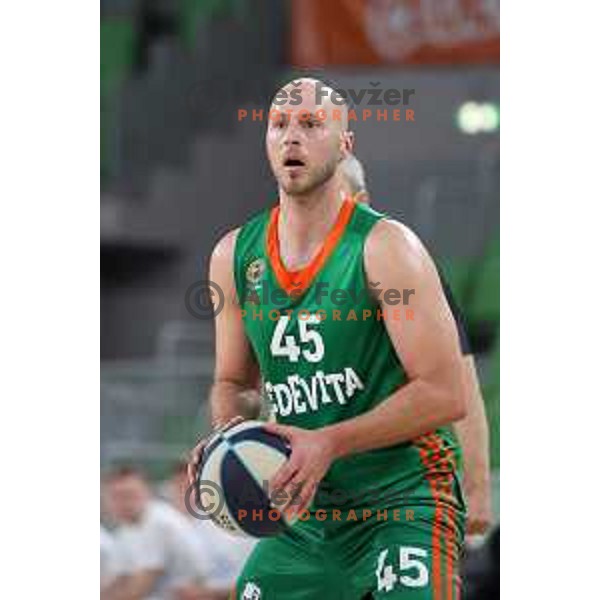 Mirko Mulalic in action during Nova KBM league basketball match between Cedevita Olimpija and Terme Olimia Podcetrtek in Stozice, Arena, Ljubljana, Slovenia on March 21, 2022