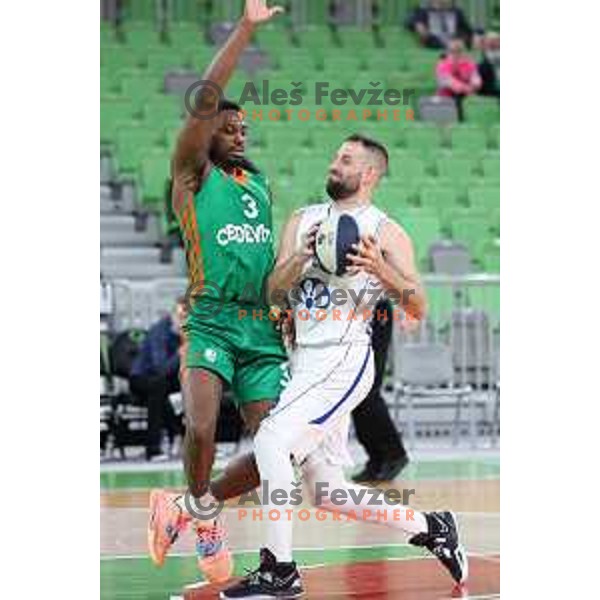 Sandi Cebular in action during Nova KBM league basketball match between Cedevita Olimpija and Terme Olimia Podcetrtek in Stozice, Arena, Ljubljana, Slovenia on March 21, 2022