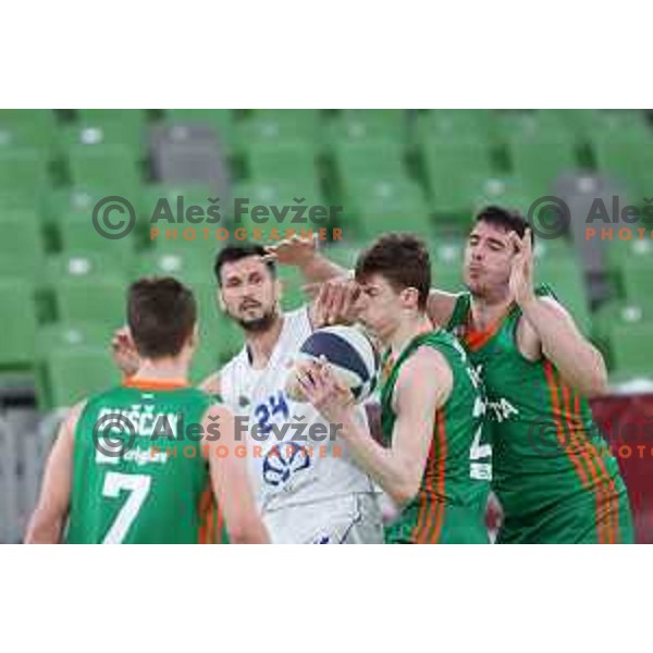 Blaz Habot in action during Nova KBM league basketball match between Cedevita Olimpija and Terme Olimia Podcetrtek in Stozice, Arena, Ljubljana, Slovenia on March 21, 2022