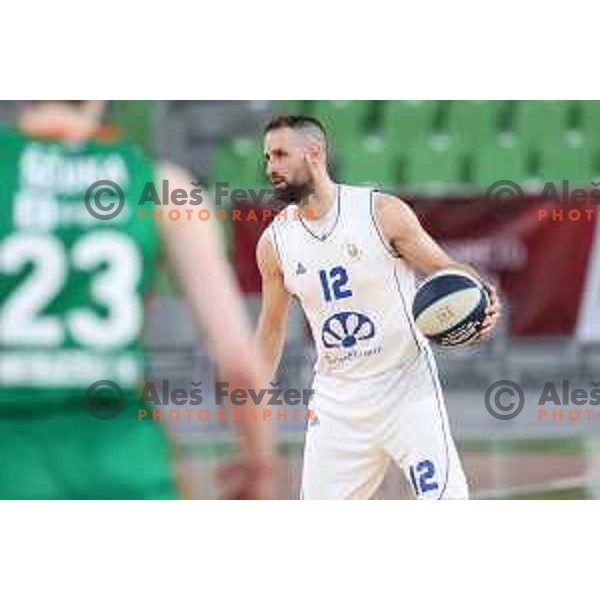 Sandi Cebular in action during Nova KBM league basketball match between Cedevita Olimpija and Terme Olimia Podcetrtek in Stozice, Arena, Ljubljana, Slovenia on March 21, 2022