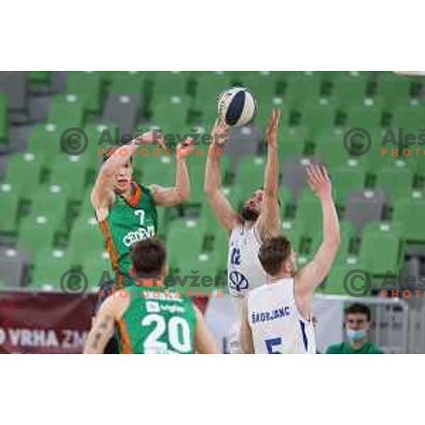 Sandi Cebular in action during Nova KBM league basketball match between Cedevita Olimpija and Terme Olimia Podcetrtek in Stozice, Arena, Ljubljana, Slovenia on March 21, 2022