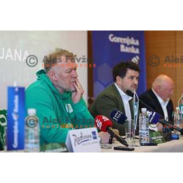 Robert Prosinecki, new head coach of Olimpija and Igor Barisic during press conference in Ljubljana, Slovenia on March 23, 2022