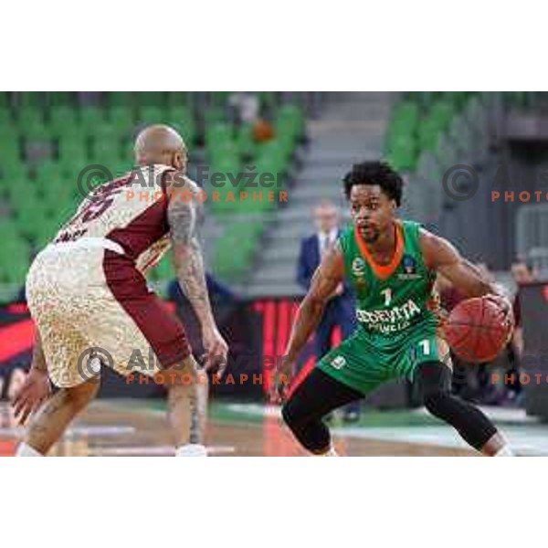 Yogi Ferrell of Cedevita Olimpija in action during 7days EuroCup regular season basketball match between Cedevita Olimpija and Reyer Venezia in Stozice, Arena, Ljubljana, Slovenia on March 23, 2022